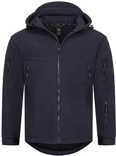 Höhenhorn Biferten - Giacca in pile militare da uomo, antivento, con cappuccio, Blu scuro, S