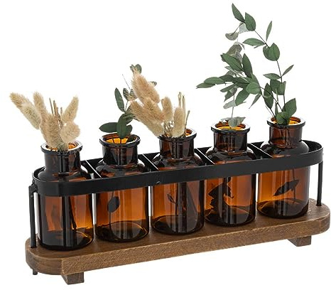 Atmosphera - Soliflore 5 Blumen Holz - H.34 cm - Transparent