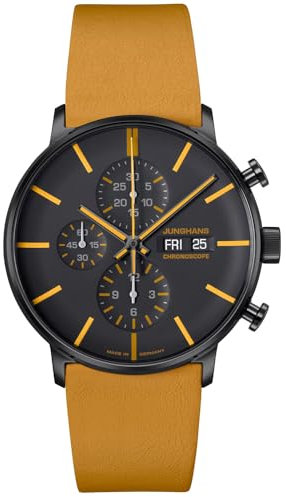 JUNGHANS Herren-Armbanduhr Form A Chronoscope Gelb/Schwarz 27/4372.00