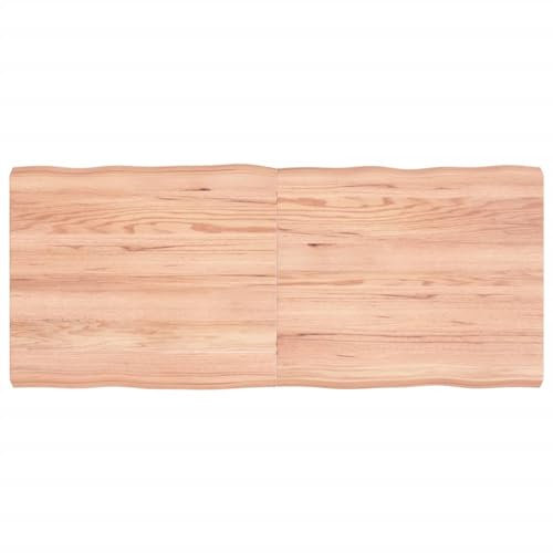 Camerina Tischplatte 140x60x(2-6) cm Massivholz Behandelt Baumkante Schreibtischplatte geeignet für höhenverstellbare Schreibtische, Esstisch