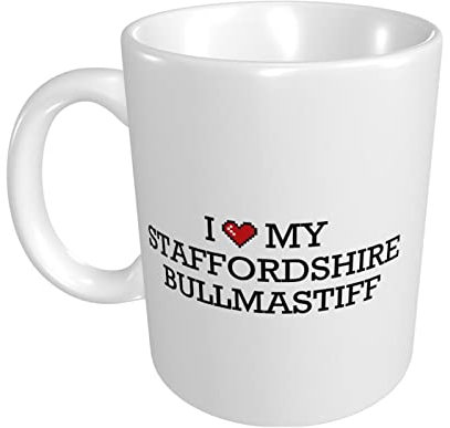 peiyeety Tazas de café divertidas para mujeres, taza I Love My Staffordshire Bullmastiff, regalos únicos para hombres, taza divertida