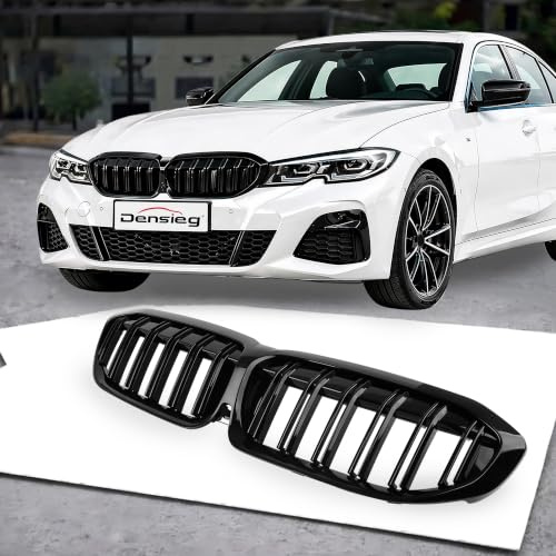 Densieg Nieren Grill Doppelsteg Glanz Schwarz Passend für BMW 3er G20 G21 Limo Touring PRE-LCI 2019-2021 Vor Facelift Sport Kühlergrill Ziergitter