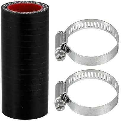 Motoforti 1 Ensemble De Tuyau En Silicone Noir Rouge De 22mm/0,87 Diamètre Intérieur Et De 76mm/2,99 Longueur À 0 Degré Avec Colliers De Serrage - Tuyau refroidissements Universel
