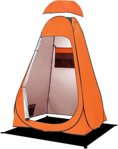 BRIAN & DANY Duschzelt Camping, Pop Up Toilettenzelt, Tragbares Umkleidezelt mit Regenschutz und Fenstern, Sichtschutz Zelt für Outdoor, UPF 50+ Wasserdicht, 120 x 120 x 195 cm