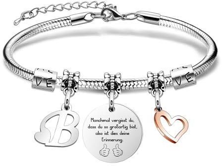 SAMORION 26 Brief Armband,Name Geschenk Inspirierende Armband,Manchmal Vergessen du,Dass Du So Großartig Bist Erinnerung Schmuck Für Frauen Geburtstagsg Armbänder für Freund Weihnachts Abschluss (B)