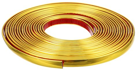 QUARKZMAN Zierleisten Selbstklebend, 4mm x 12mm x 7.6m Stuckleisten Decke, 1 Pcs PVC Leisten Selbstklebend für Türen, Fenster, Spiegelrahmen, Wände, Decken, Böden, Fliesen, Ränder - Gold