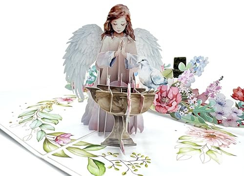 Teabug Cards Engel betende 3D Pop Up Grußkarte, Geburtstagskarte, Genesungskarte, Trauerkarte, religiöse Karte, TBGMC025