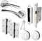 EAI Chrome Key Lock Door Handle Set | Round Internal Door Handles, Sash Lock (80mm), Hinges (76mm) & 2 Escutcheons | Polished Chrome Novoli Range