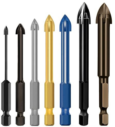 Juego de Brocas para Azulejos Y Baldosas, ø 3-12 MM, Broca Profesional para Azulejos, con Mango Hexagonal Broca Universal, para Baldosas de Cerámica, Espejos, Hormigón