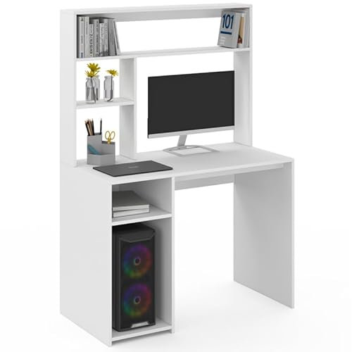 IDMarket - Bureau avec étagères de Rangement DAN Blanc
