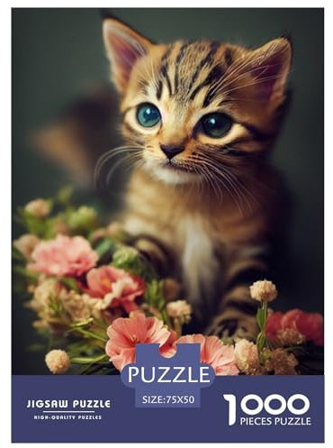 1000-teiliges Art-Cat-Puzzle für Erwachsene, Holzpuzzle für Erwachsene, Lernspiel, Herausforderungsspielzeug, 1000 Stück (75 x 50 cm)