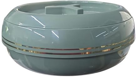 JMS we create smile - Small Casserole Dish with Airtight Lockable Lid | BPA-Free Double Wall Stainless Steel Insulated Thermal Food Warmer Serving Container - Round, Peacock (1.5Litre)