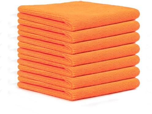 SMTCM 10 Stück Mikrofaser Reinigungstücher Lappen 25 * 25CM Orange Allzwecktücher Weich Putztüch Mikrofasertücher Saugfähige Küche Tücher Geschirrtücher Fusselfrei Waschbare Putzlappen für Haus Auto