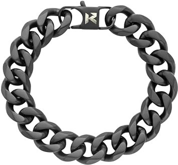 kohlenstoff 12 Cuban Bracelet Armband Schwarz 13mm für Damen und Herren mit hochwertiger DLC Beschichtung aus Edelstahl (23)