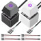 GATSUZG 2 Pack External PC Power Switch with RGB Light, Desktop Computer Power Button Extension Cord 2m/6.6ft, Mechanical Keys Remote Start Switch for Motherboard (Black/White) with Motherboard Cable