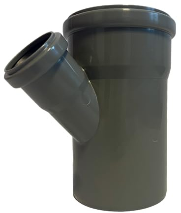 HT Abzweig DN 110 x 50/45° T-Stück Verbinder Grau PP Kunststoff | mit Dichtung | Gummidichtung | Abwasser Installation | Kanalrohrsystem | Abflußrohrsystem | komplettes HT-System