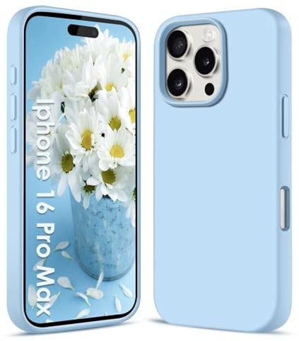 Filoto Liquid Silicone Case for iPhone 16 Pro Max (6.9 inch) - Ultra Thin Full Body Protective Case, 4-Layer Shockproof Structure, Soft Scratch Resistant Microfiber Lining, Light blue