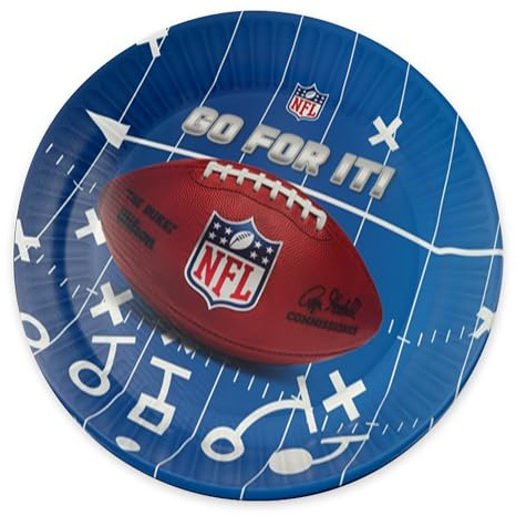 Party Factory NFL Pappteller Ø23cm, 6 Stück, Einwegteller Blau, NFL Fanartikel, Papierteller, Deko Football Party, Teller Einweg