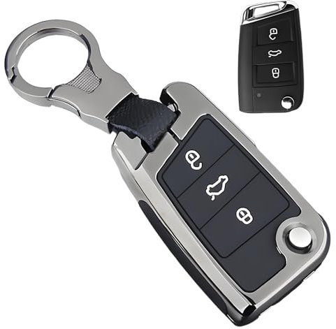 Alriedy Autoschlüssel Hülle, vw Schlüsselhülle Mit VW Golf Polo Tiguan Bora Teramont TiguanL Tharu Tayron Skoda Lamando,Zinklegierung Schlüsselhülle,Für VW Autoschlüssel Schutzhülle