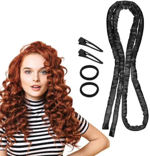 AOZUO Heatless Curls Band mit 2 Haargummis, 2 Haarspangen, Lockenwickler über Nacht Locken Ohne Hitze Lotta Curls Lockenwickler für Langes und Kurzes Haar Für Lange Mittleres Haare(Schwarz)