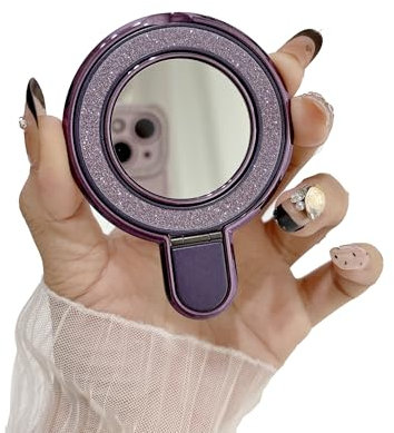 Dzxin Phone Ring Holder, Phone Stand Holder Built-in Mirror Adjustable Phone Grip Phone Accessories for Girl Women (Purple)