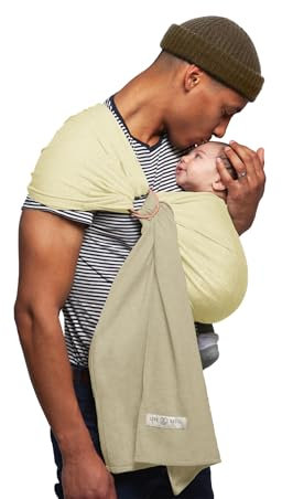 La Petite Echarpe Sans Noeud - Pistacchio, Cappuccino (réversible) | Installée en 45s - Naissance à 14kg - Écharpe de portage bébé sling physiologique (Vanilla, Eucalyptus (réversible))
