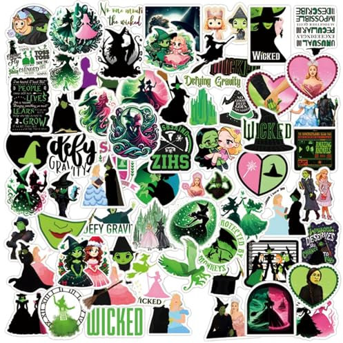 110 Stück Wicked Sticker Set, Wasserfest Aesthetic Anime Sticker für Laptop Handys Scrapbook Koffer Kindle Helm Motorrad Skateboard Auto