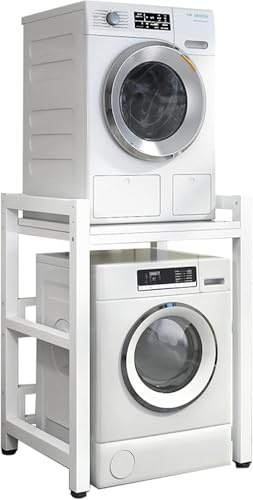 Kit d'empilage réglable pour lave-linge et sèche-linge – Capacité de 400 kg – Unité peu encombrante avec cadre noir pour machines à chargement frontal