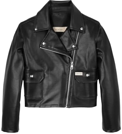 Calvin Klein JEANS Giubbotto Giacca Biker Nera In Ecopelle