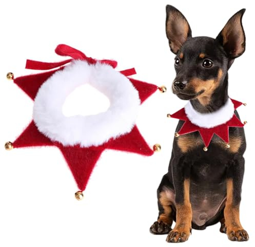 Weihnachtskostüm Hunde Katzen, Weihnachten Hundekostüm Halsband mit Glöckchen Weihnachts Kostüm Halsbänder, Rot Hundehalsband Schal Outfit Geschenk für Klein Mittlere Groß Hund Katze Welpen (M)