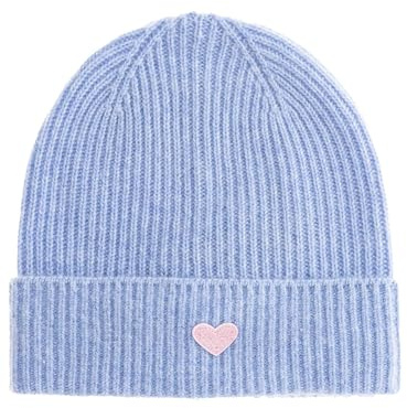 Zwillingsherz 100% Kaschmir Umschlag-Mütze mit Herz-Patch – Strickmütze – Hochwertige Wintermütze One Size – Weiche & warme Beanie für Damen – Premium Qualität für Herbst, Winter & Frühling