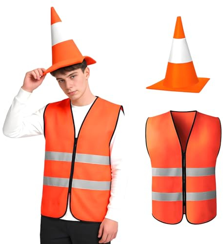 Mprocen JGA Kostüm Männer Junggesellenabschied Weste Straßensperren Mütze für Karneval Cosplay Party Mottoparty