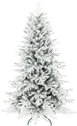 HOMCOM Künstlicher Weihnachtsbaum 180cm mit Schnee 1815 Zweigen Grün | Christbaum, Kiefernbaum mit Klappbarem Metallständer