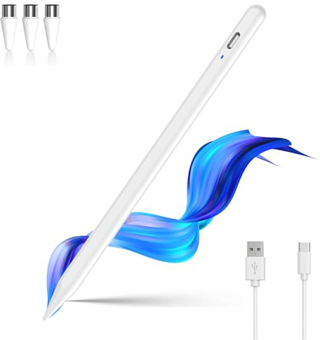 Universal Tablet Stift für alle Tablets,Magnetic Stylus Pen Android with 3 POM Ersatzspitzen Kapazitiver Stift für iPad/Pad Pro/Samsung/und Anderen iOS/Android Smartphone und Tablet Geräten-Weiß