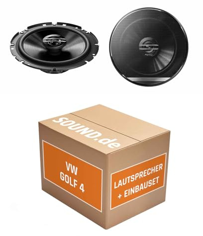 Lautsprecher Boxen Einbaupaket für Pioneer TS-G1720F kompatibel mit VW Golf 4, Kompaktwagen vorne | 2X Tief-Mitteltöner mit integriertem Hochtöner 300W MAX