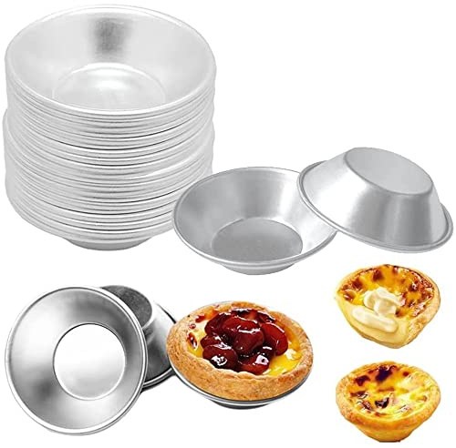 Hunphy 30 Pièces Gâteau à Tarte Aluminium, Moules à Tarte Mini moules à Muffins, Moule à Tarte Aux Œufs aluminium de Ton Argent, pour Petits Gâteaux, Tartes