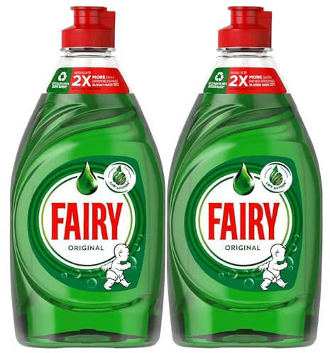 Fairy Washing Up Liquid Original 320 ml x 2 Pack - Fairy Dishwashing Liquid Concentrated Fresh Scent Formula Gentle on Hands in Kitchen Dish Cleaning Essential