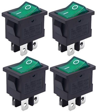 VBSJAH Mini Toggle Switch, 4 On/Off Switches, 2 Levels, 16A, 250V, for Car, Boat and Home Appliances