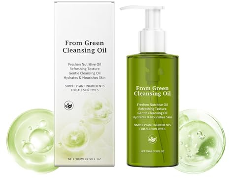 Aceite Limpiador Verde: Disolvente de Maquillaje de Acción Rápida, Refrescante y No Graso (100 ml)
