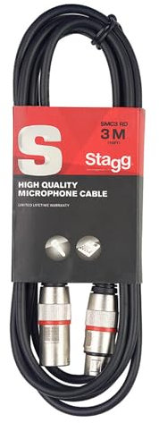 Stagg SMC 3 RD cable del micrófono (3 m, conector XLR a XLR) rojo