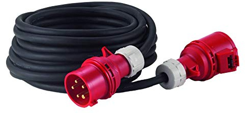 Alargador trifásico AC 16 A Hedi 10 m. cable de goma de neopreno 5G1,5, color negro, IP44