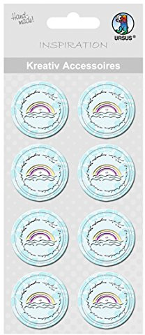 Ursus 564000280 - Kreativ Accessoires Spirit, Regenbogen, 8 Stück, selbstklebend, aus verschiedenen hochwertigen Materialien, zum Dekorieren von Karten und Geschenke