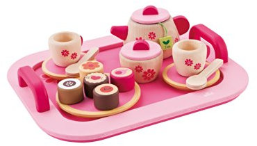 Trudi Vassoio da Tè (22 pz) by Sevi | Giochi in legno bambini. Set da the bambina. Prepara la merenda | 27x23cm | Giochi di imitazione | modello 82314