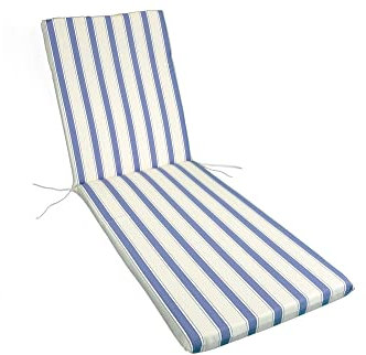 GHIOCUSCINI | Cuscino per Lettino Prendisole, RIGATO NIZZA in Tessuto Cotone/Poliestere, Sfoderabile, 73 + 110 x 57 cm, Alto 6 cm, Made in Italy