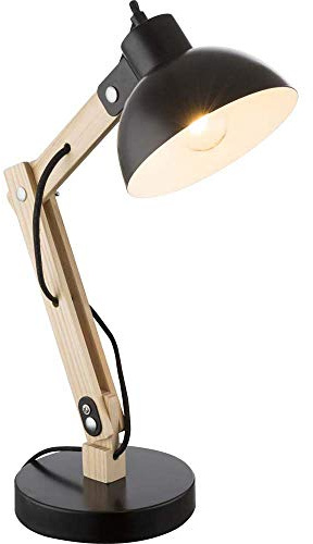 Globo Schreib Tisch Lampe Holz Hell Metall Schwarz Leuchte Spot Beweglich Beleuchtung, 21504