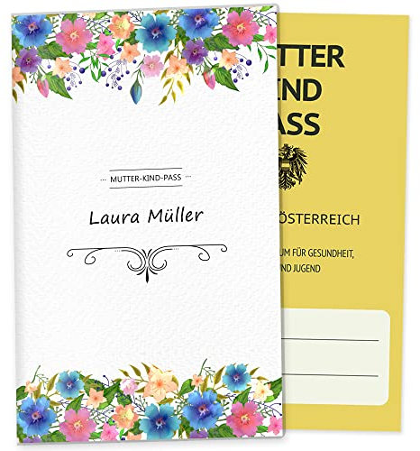OLGS Mutter-Kind-Passhülle Österreich personalisierbar Florentina Schwangerschaft Schutzhülle MuKipass | Mit Fach für Ultraschallbilder (MuKi-Pass Österreich personalisiert, Color Dream)