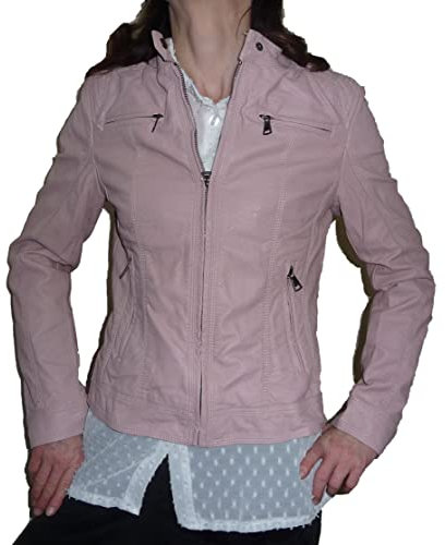 Fantasy Chiodo Giacca Giacchetto Giubbino Giubbotto Corto Slim Avvitato Aderente Finta Pelle Ecopelle Skin Donna Ragazza (Xxl 48, Rosa)