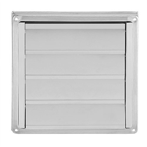 Asixx Air Vent Duct Grill, 100mm Stainless Steel Wall Air Vent Square Tumble Dryer Extractor Fan Outlet with Anti-draft Flaps