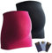 Mamaband Schwangerschaft Bauchband für die Babykugel im Doppelpack + 3erPack Jeanserweiterung – Rückenwärmer und Shirtverlängerung für Schwangere – Elastische Umstandsmode Schwarz/Magenta 42-48