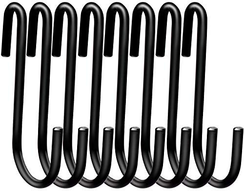 24 Pack ESFUN 3 inch Heavy Duty S Hooks Black Pan Pot Holder Rack Hooks S Shaped Hanging Hooks Hangers for Kitchenware Spoons Pans Pots Utensils Clothes Bags Towels Plants